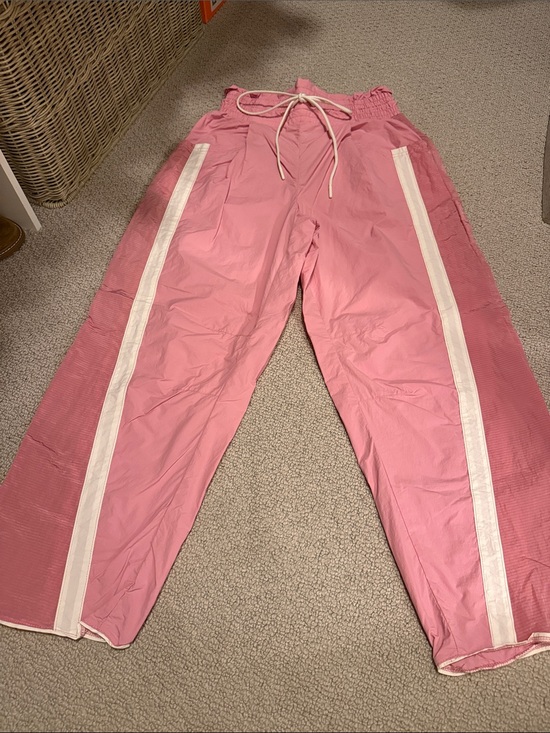 FP Movement by Free People Pants - FP Movement by Free People Pink Track Pants with White Side Stripes